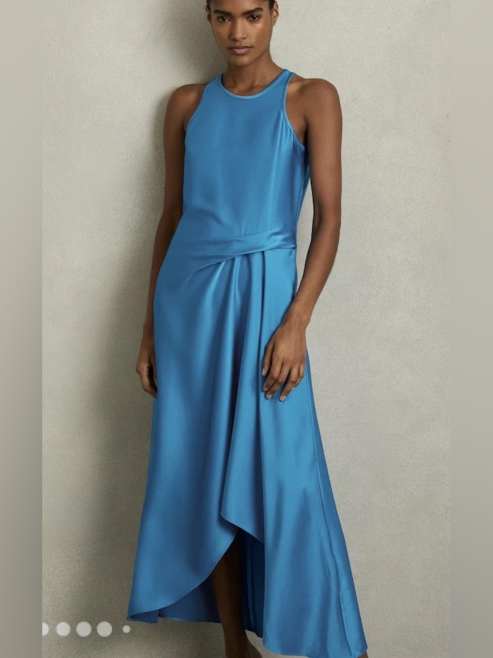 REISS Micah Satin High-Low Midi Dress Size US 6
